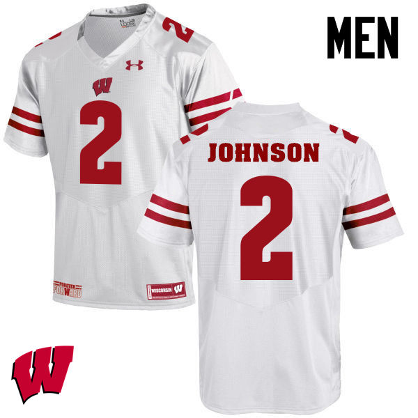 Wisconsin Badgers Men's #2 Patrick Johnson NCAA Under Armour Authentic White College Stitched Football Jersey ED40C11AV